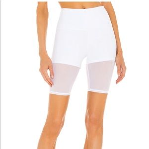 Alo white compression shorts with mesh lining